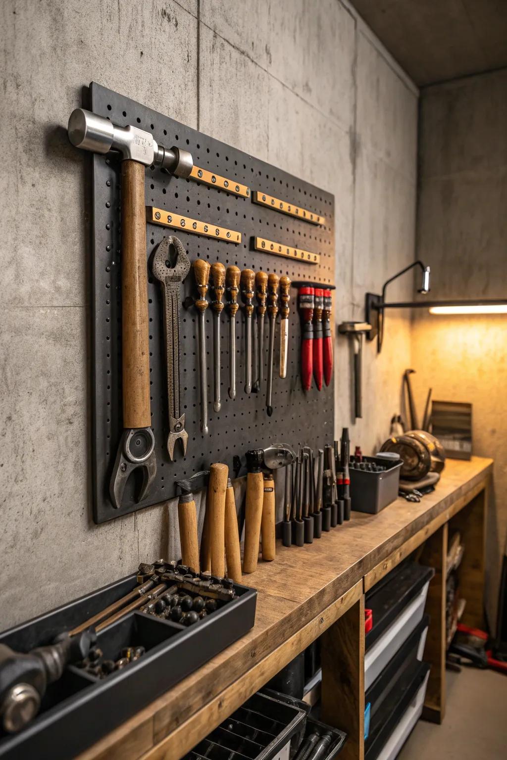 Elevate your workspace: Embrace the elegance of organized craftsmanship with vertical storage solutions.