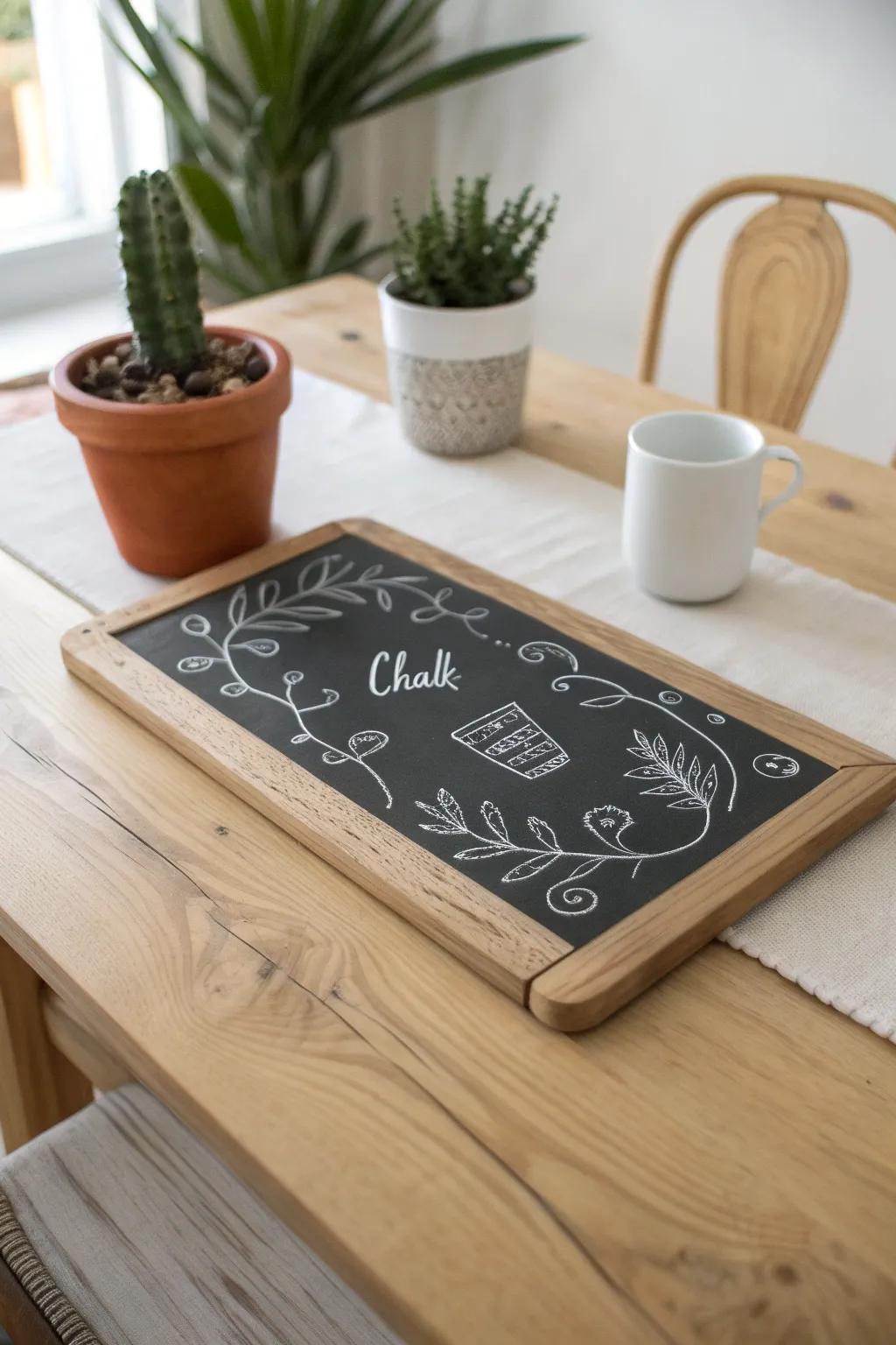 Transform your dining experience with creative chalkboard placemats that invite personal touches!