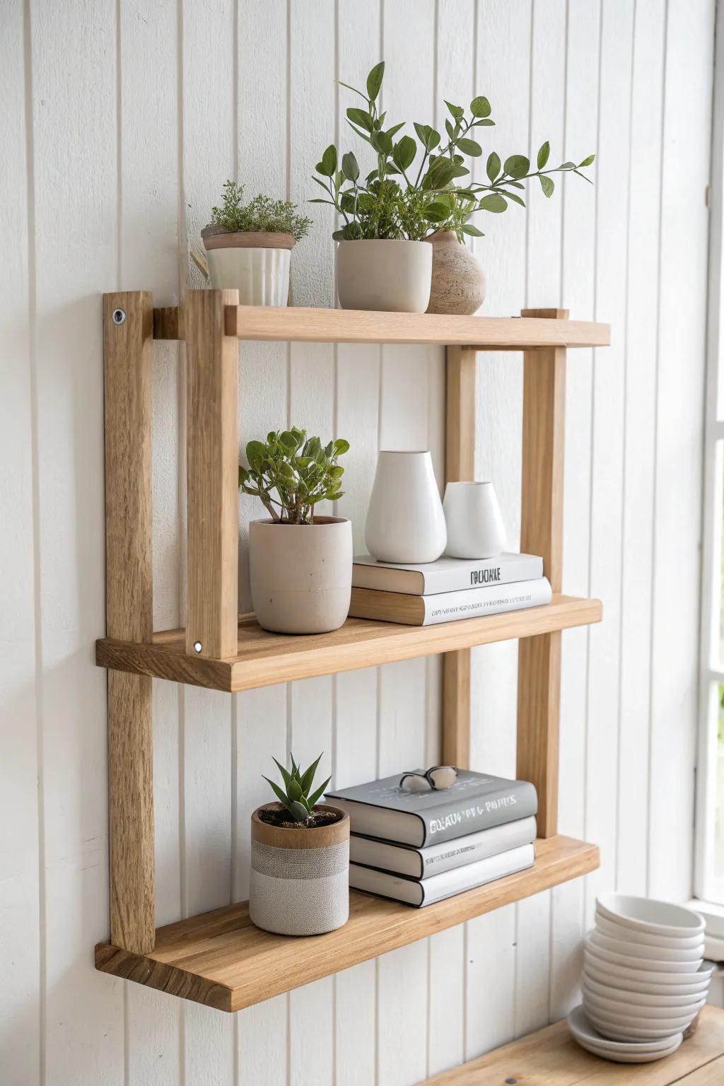 Transform your walls with elegant shelving that blends style and functionality effortlessly.