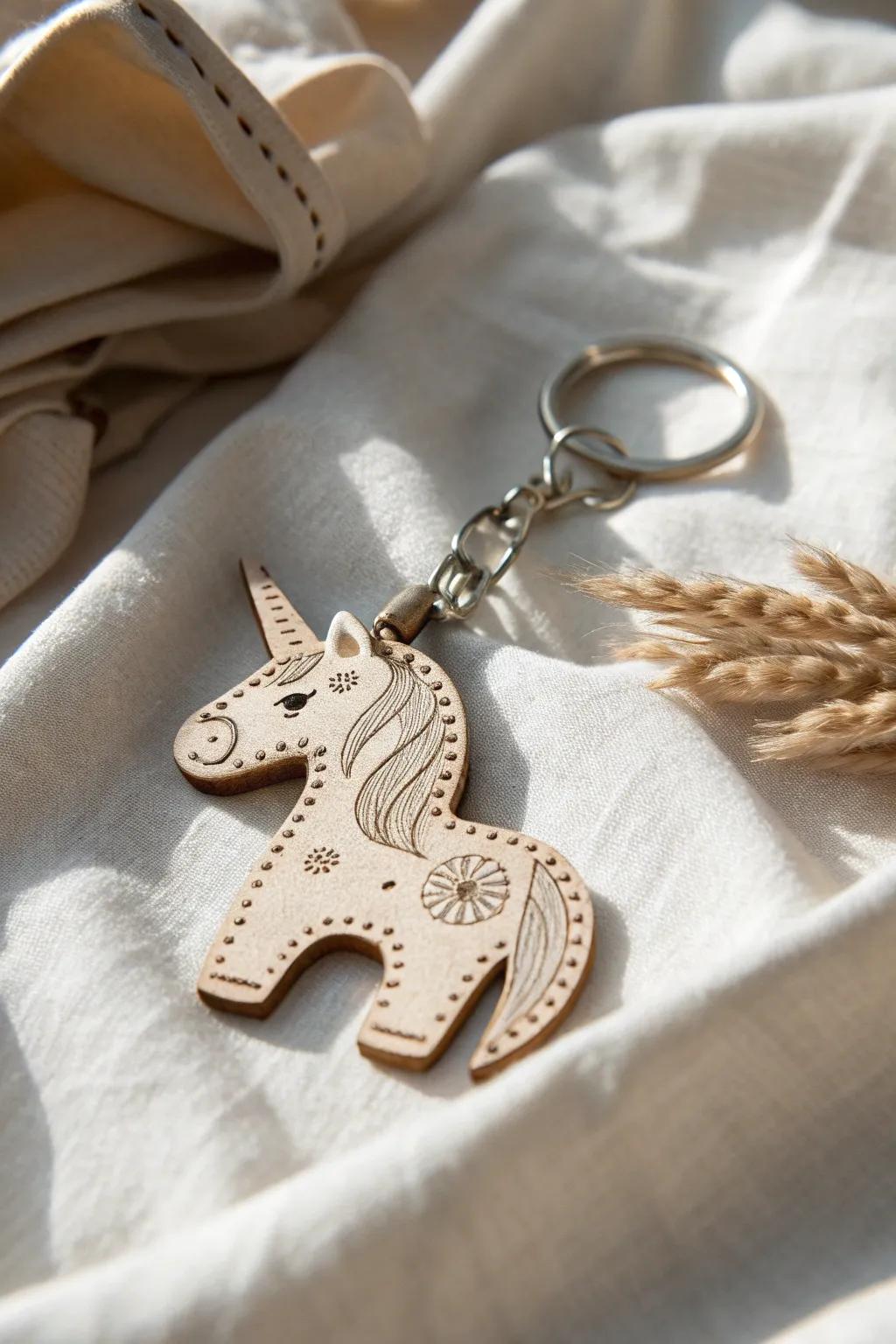 Add a sprinkle of magic to your day with this enchanting unicorn keychain, where simplicity meets whimsy.