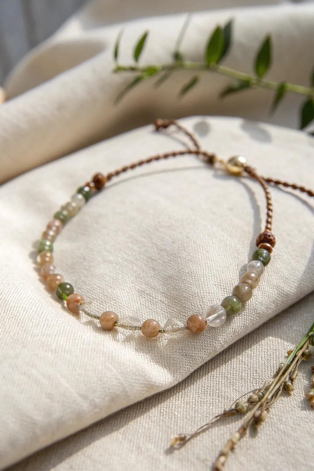 Embrace simplicity and sustainability with this eco-friendly Morse code bracelet crafted from recycled glass beads.