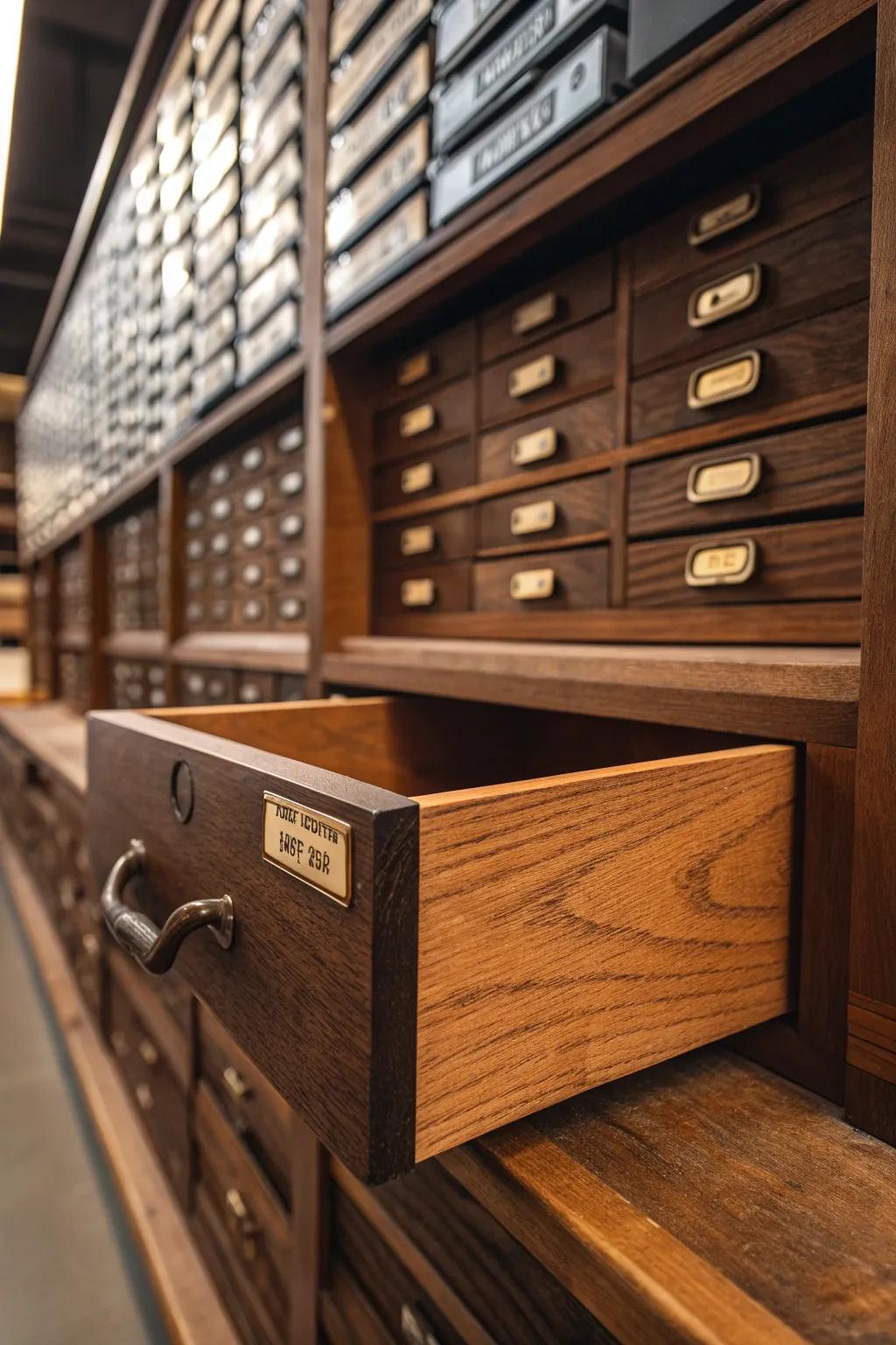 Elevate your workshop organization with beautifully crafted, labeled storage solutions.