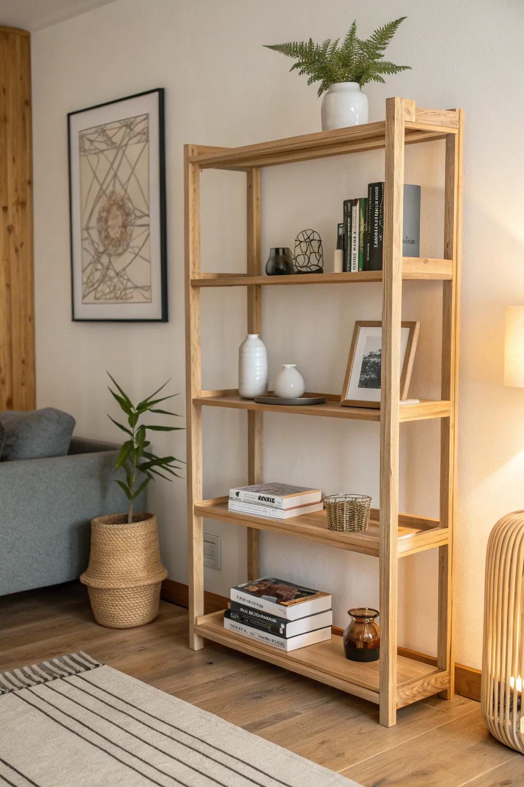 Elevate your space with the simplicity and elegance of Scandi-inspired plywood shelves.
