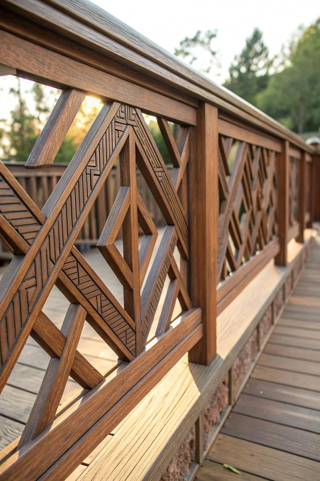 Elevate your outdoor space with striking geometric deck railing designs that blend craftsmanship with architectural flair.