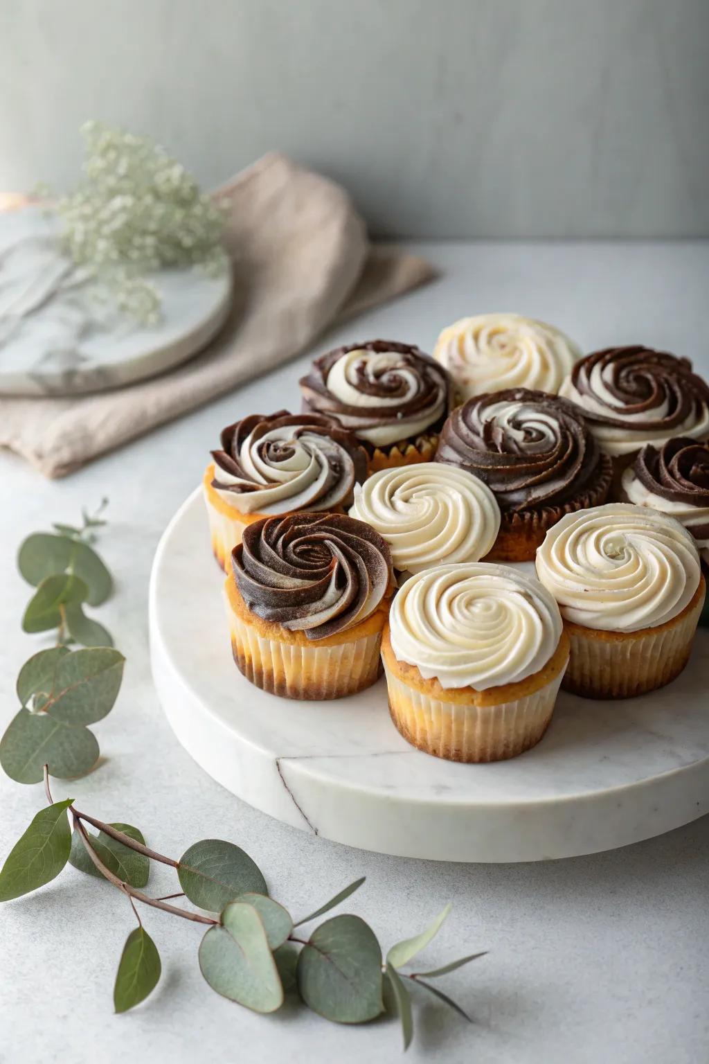 Elevate your dessert game with a stunning marble effect pull-apart cupcake cake.