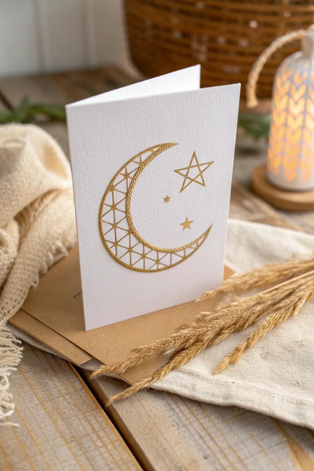 Embrace the beauty of simplicity with this minimalist Ramadan card, where elegance meets serenity.
