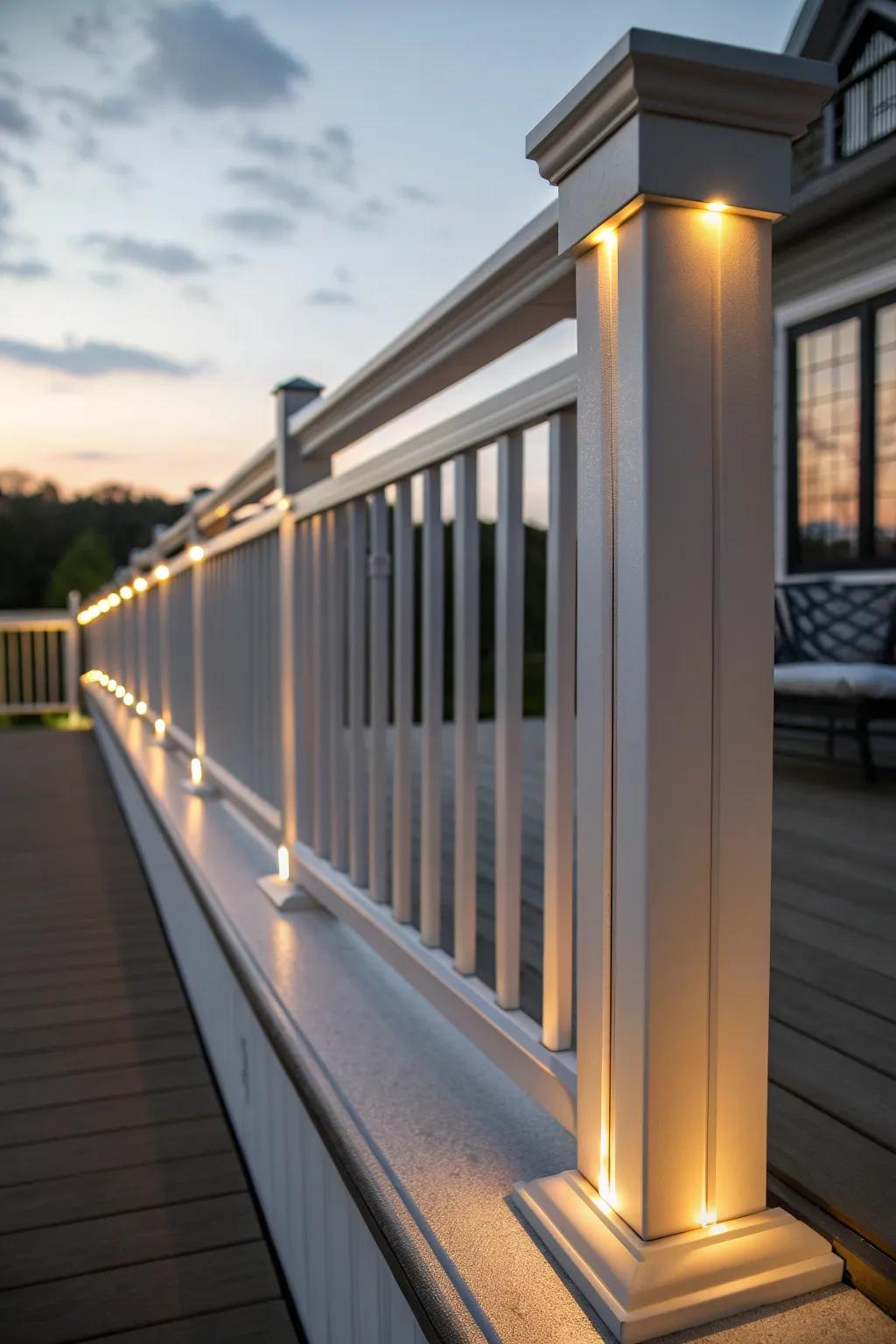 Elevate your deck with the elegance of illuminated vinyl railings.