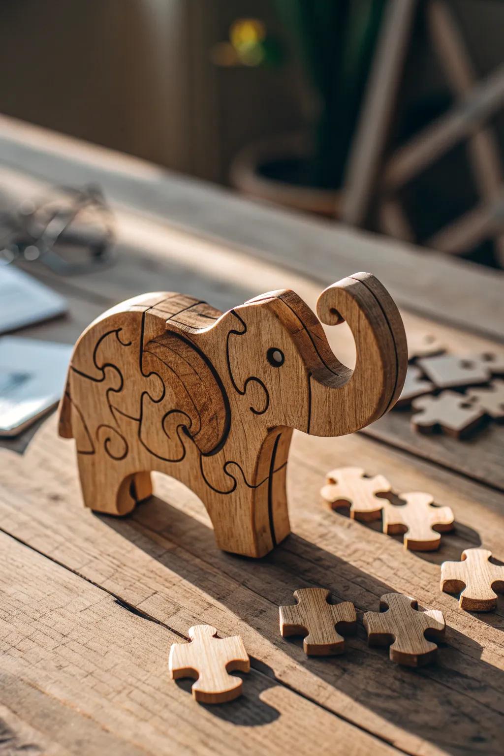 Discover the charm of whimsy in handcrafted wooden puzzle pieces.
