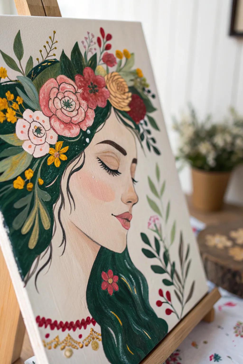 Elevate your portrait art with captivating floral themes that tell a story.
