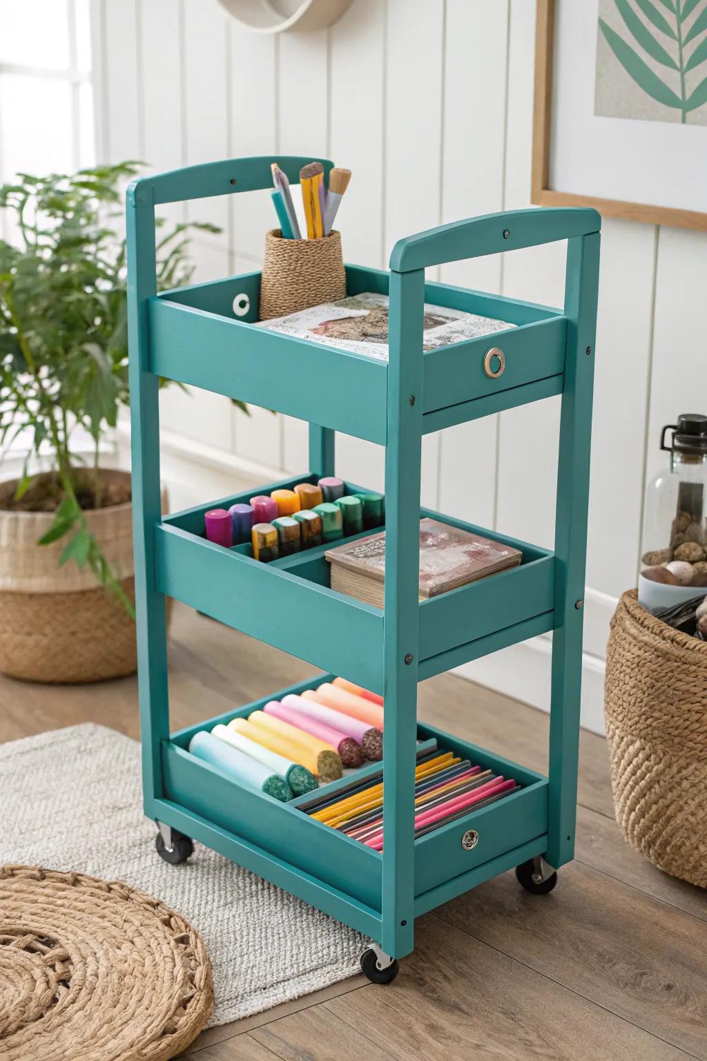 Unleash creativity on-the-go with this chic and vibrant mobile paper station. #ArtisticVibes