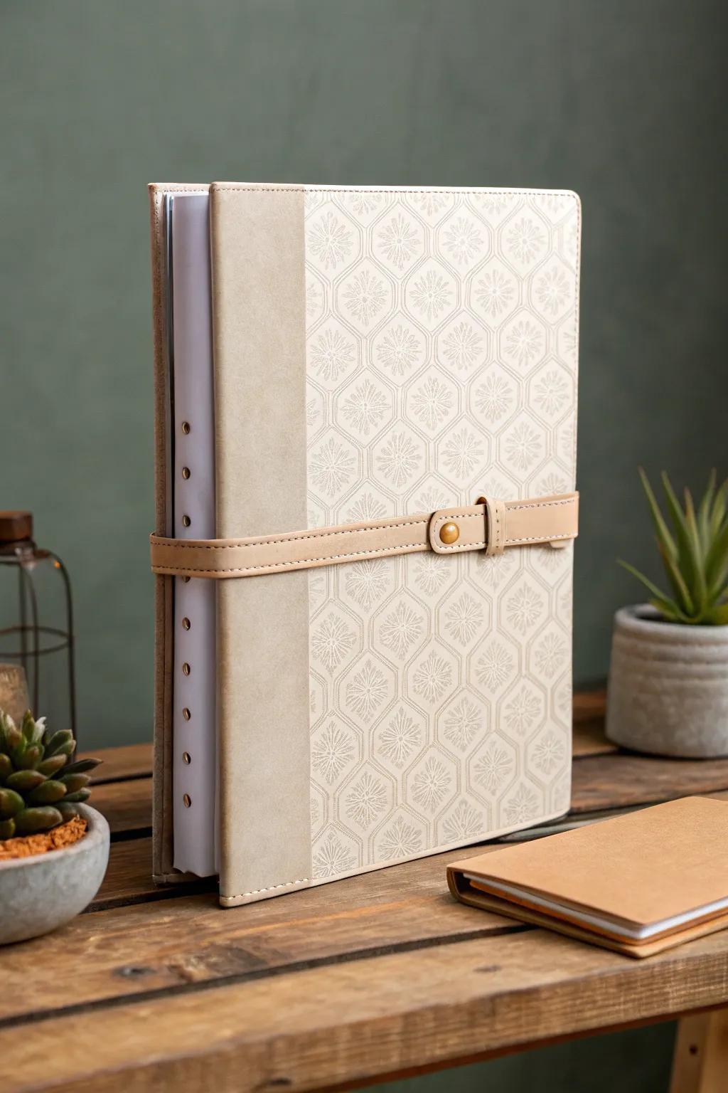 Discover the beauty in simplicity with this exquisite minimalist binder cover, where craftsmanship meets elegance.