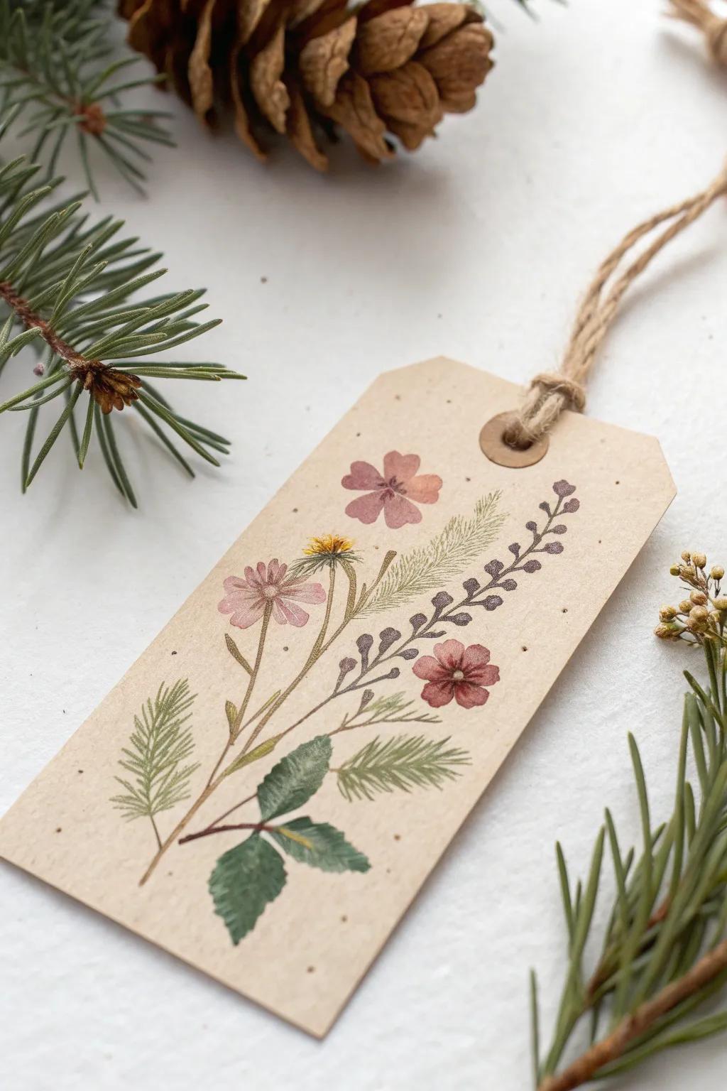 Add a touch of delicate beauty to your gifts with pressed flower Christmas tags.