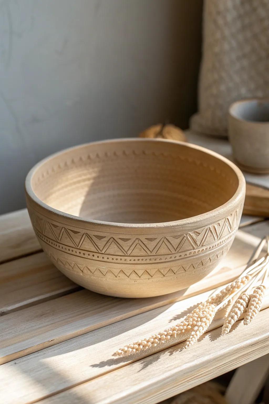 Elevate your space with this minimalist clay vessel: where function meets art.