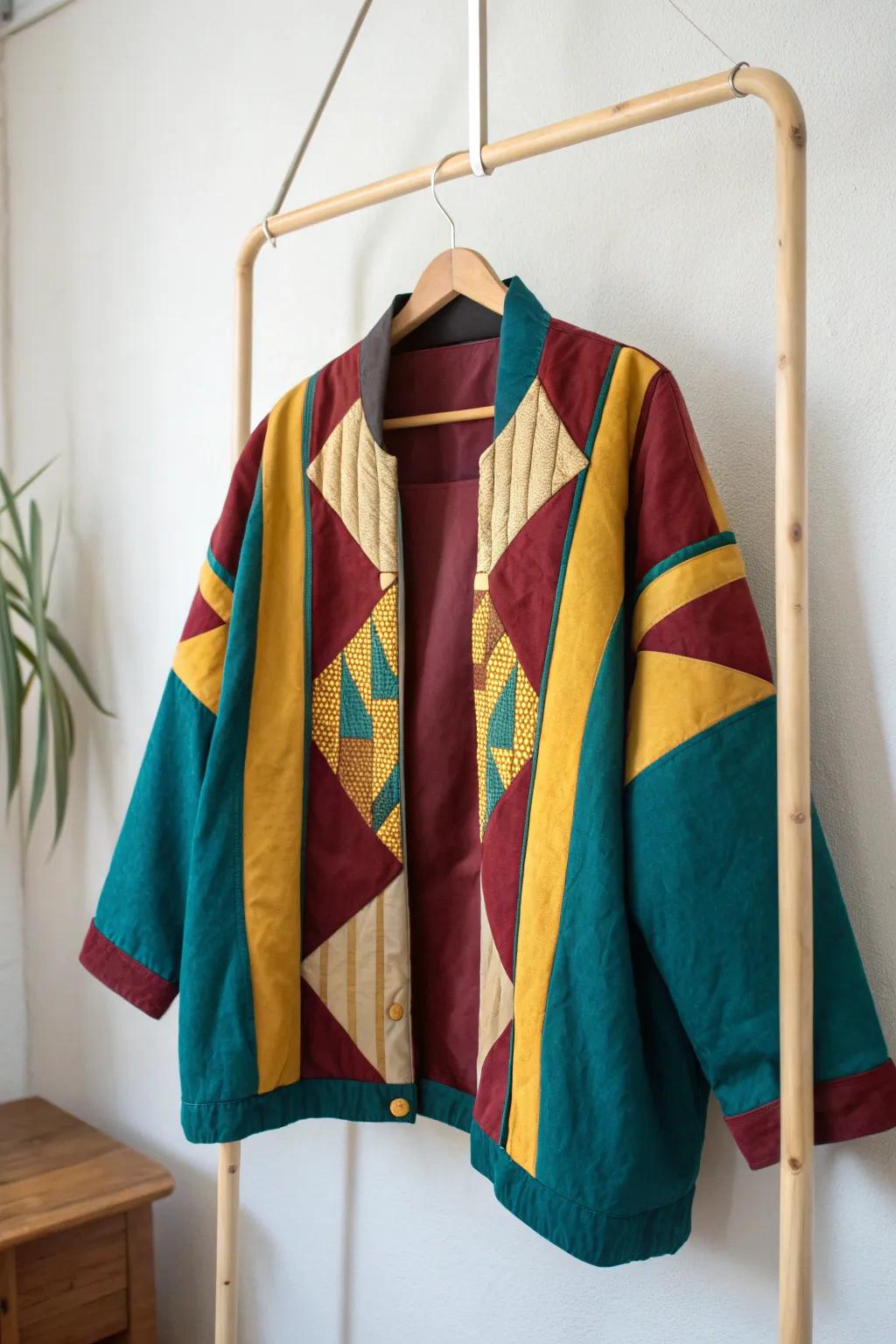 Elevate your style with bold, vibrant color blocking for a jacket that truly stands out.