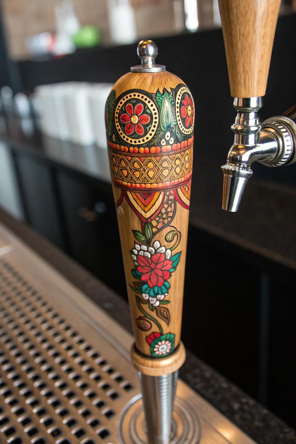 Elevate your home bar with a hand-painted masterpiece.