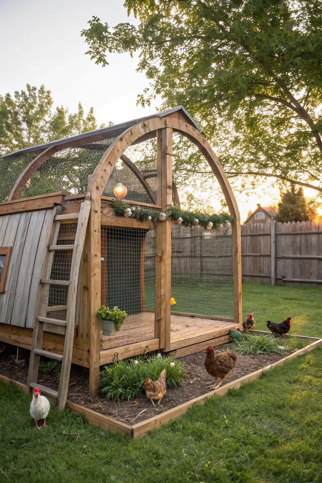 Crafted with care: Transform your trampoline frame into a backyard chicken coop.