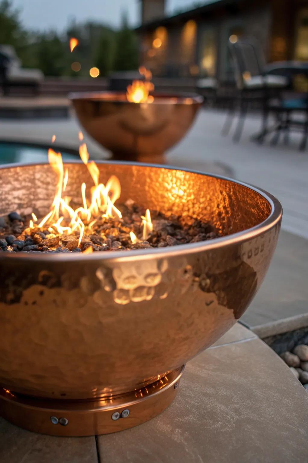Elevate your evenings with the elegance of a copper bowl fire pit.