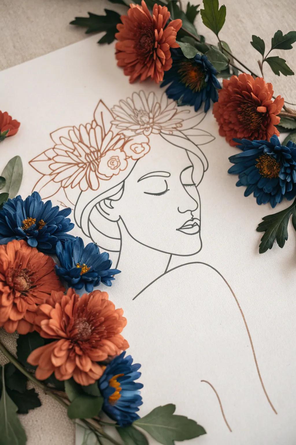 Embrace whimsy with floral-infused faces, capturing simplicity and vibrant beauty.
