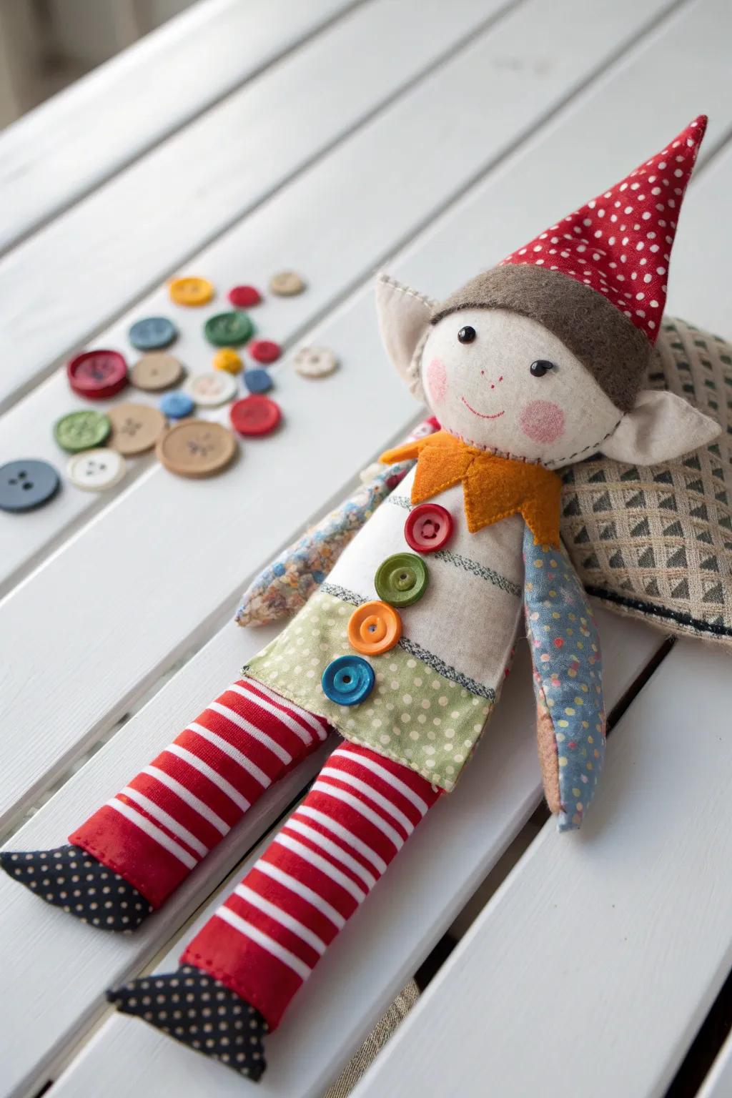 Discover the whimsical charm of collage elves crafted from fabric scraps and buttons—a perfect blend of simplicity and creativity.