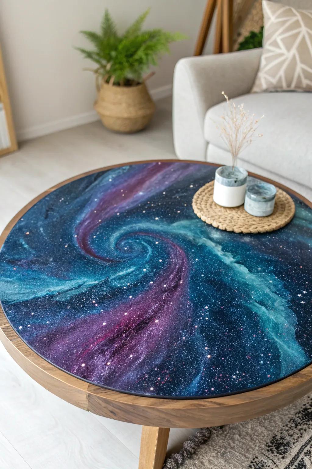 Bring the cosmos to your dining room with a Galaxy Dreamscape table top—where artistry meets the universe.