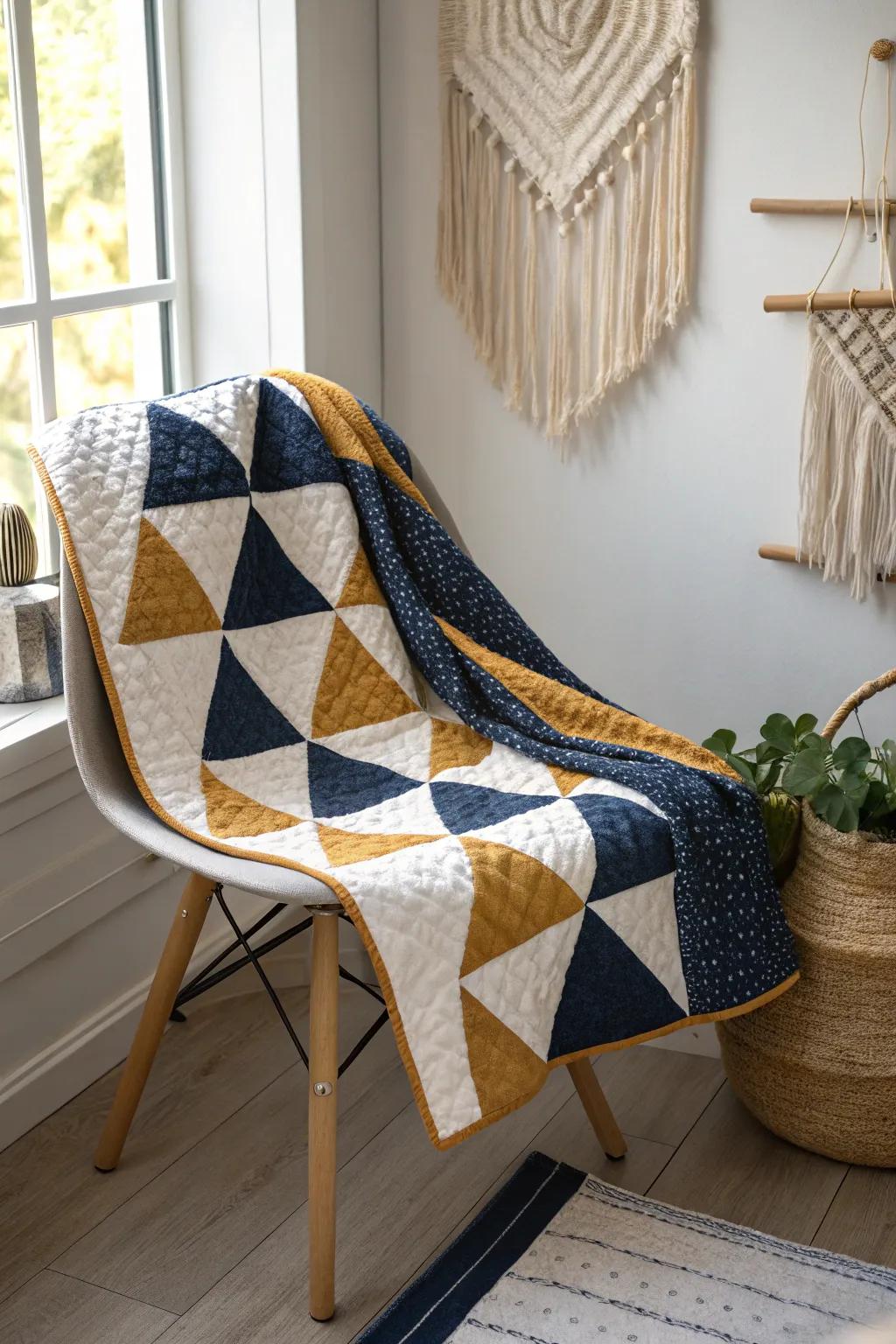 Elevate your space with vibrant geometric flannel quilt designs.