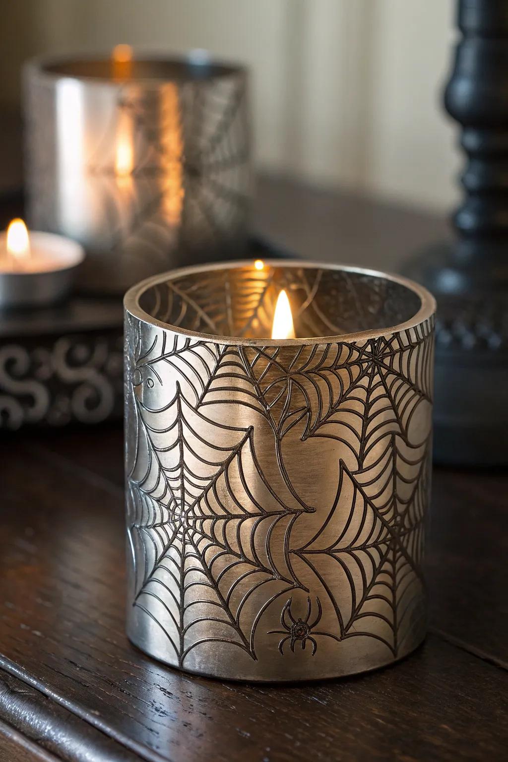 Illuminate your space with the enchanting elegance of laser-engraved spiderwebs.