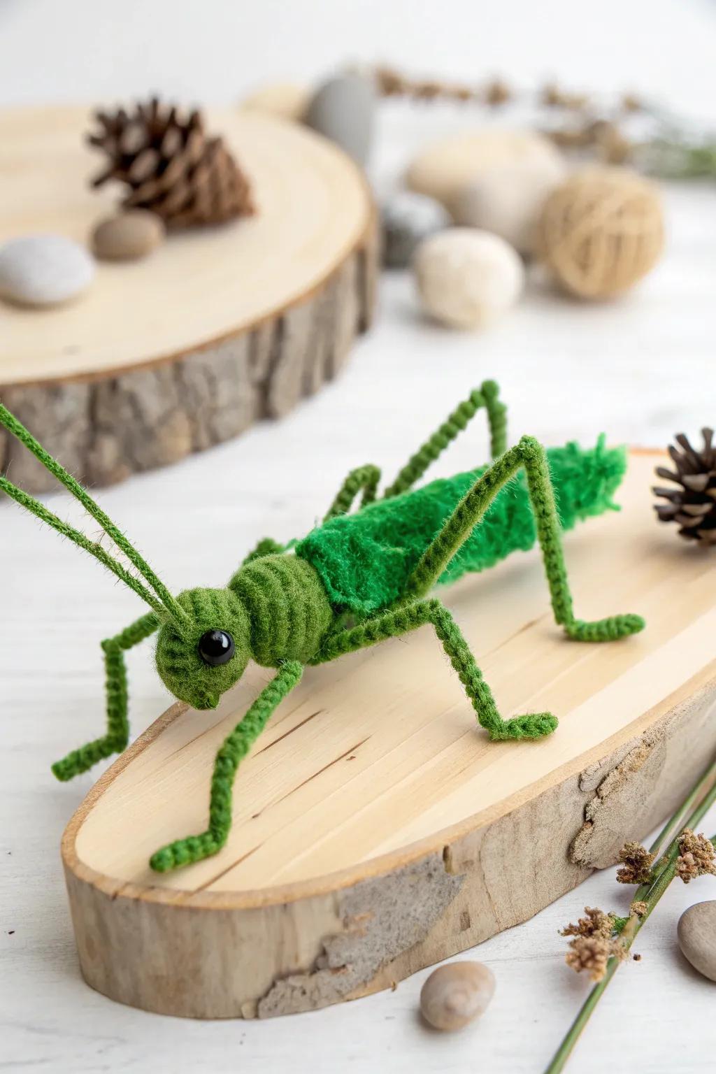 Craft your own wilderness wonder: a vibrant 3D grasshopper hopping into your minimalist decor!