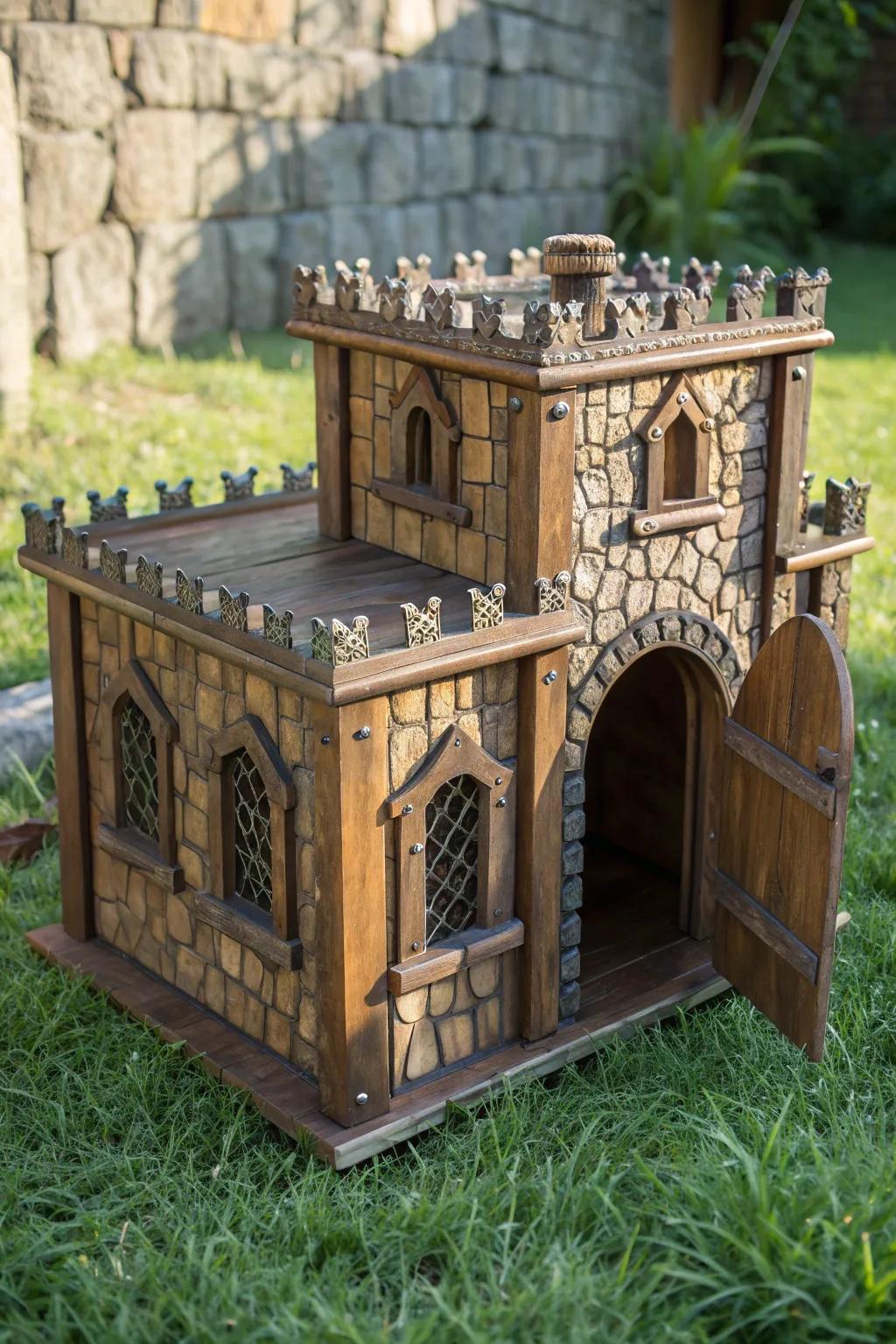 Turn your pup's home into a royal haven with this stunning castle-themed kennel!