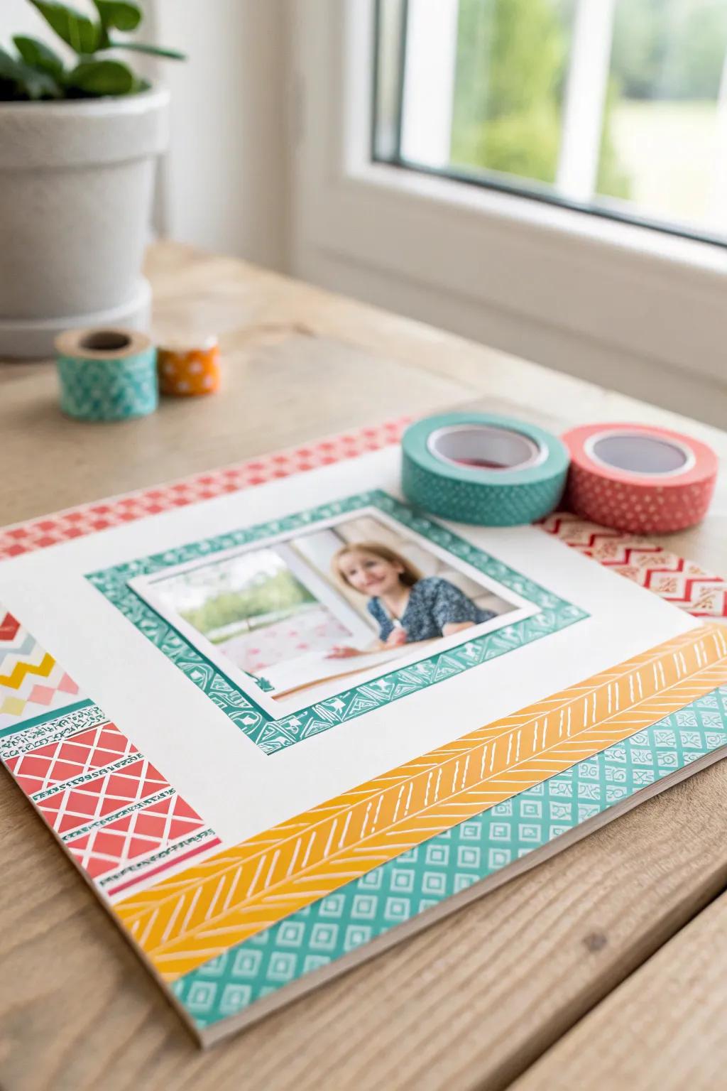 Elevate your scrapbook game with vibrant washi tape borders—where minimalism meets creativity!