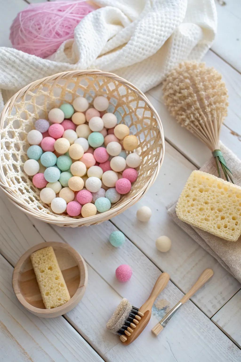 Dive into spring cleaning fun with this delightful sensory bin setup! 🌿✨ #SpringPlay #MinimalistMagic