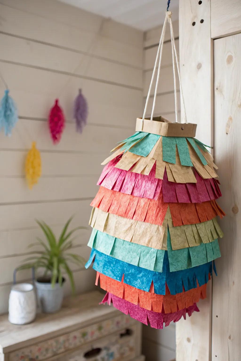 Transform old into festive beauty with this eco-friendly paper bag piñata. 🌿✨ #Craftsmanship #EcoFriendly