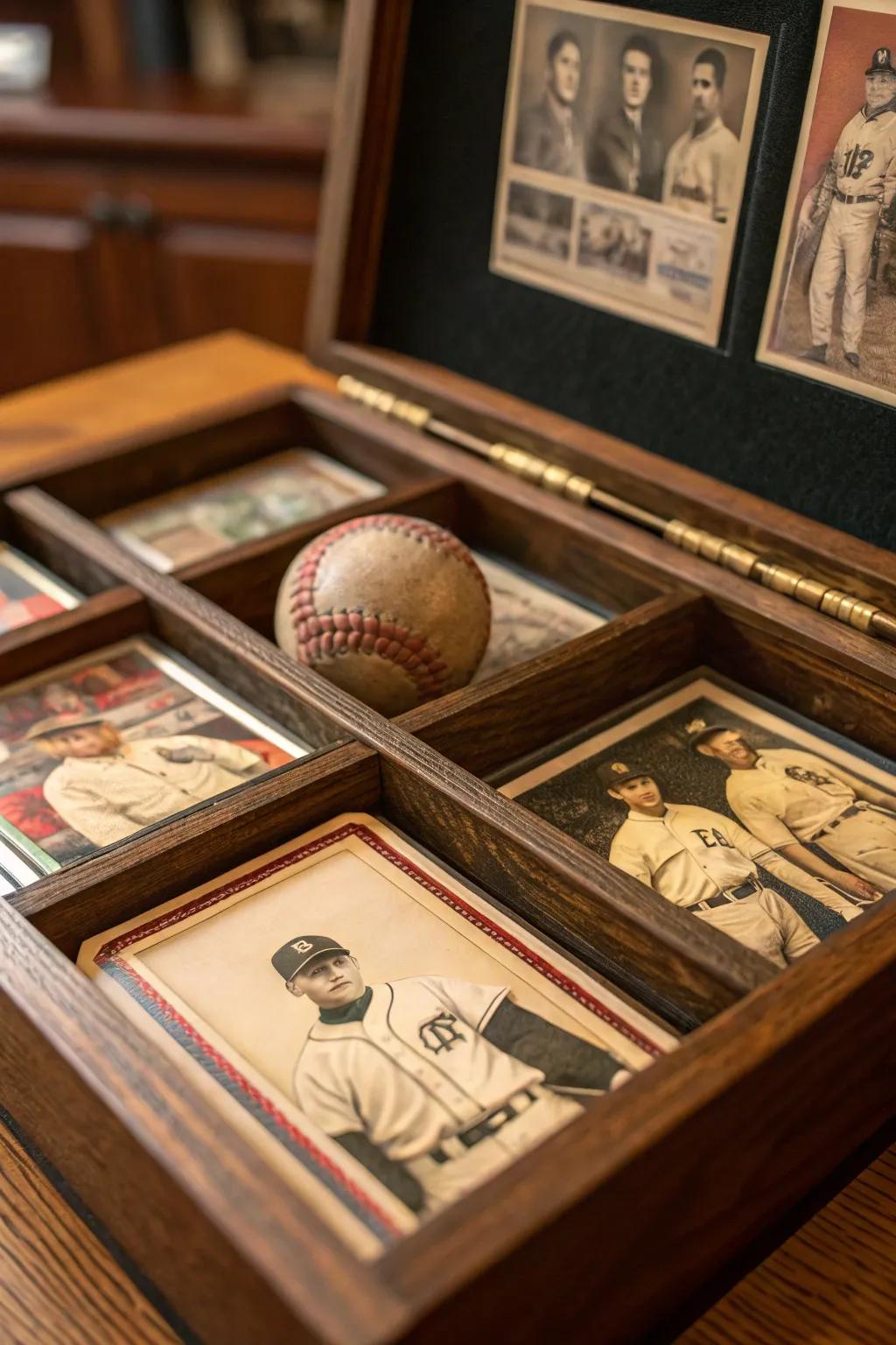 A nostalgic journey through sports history, beautifully captured in a handcrafted shadow box.