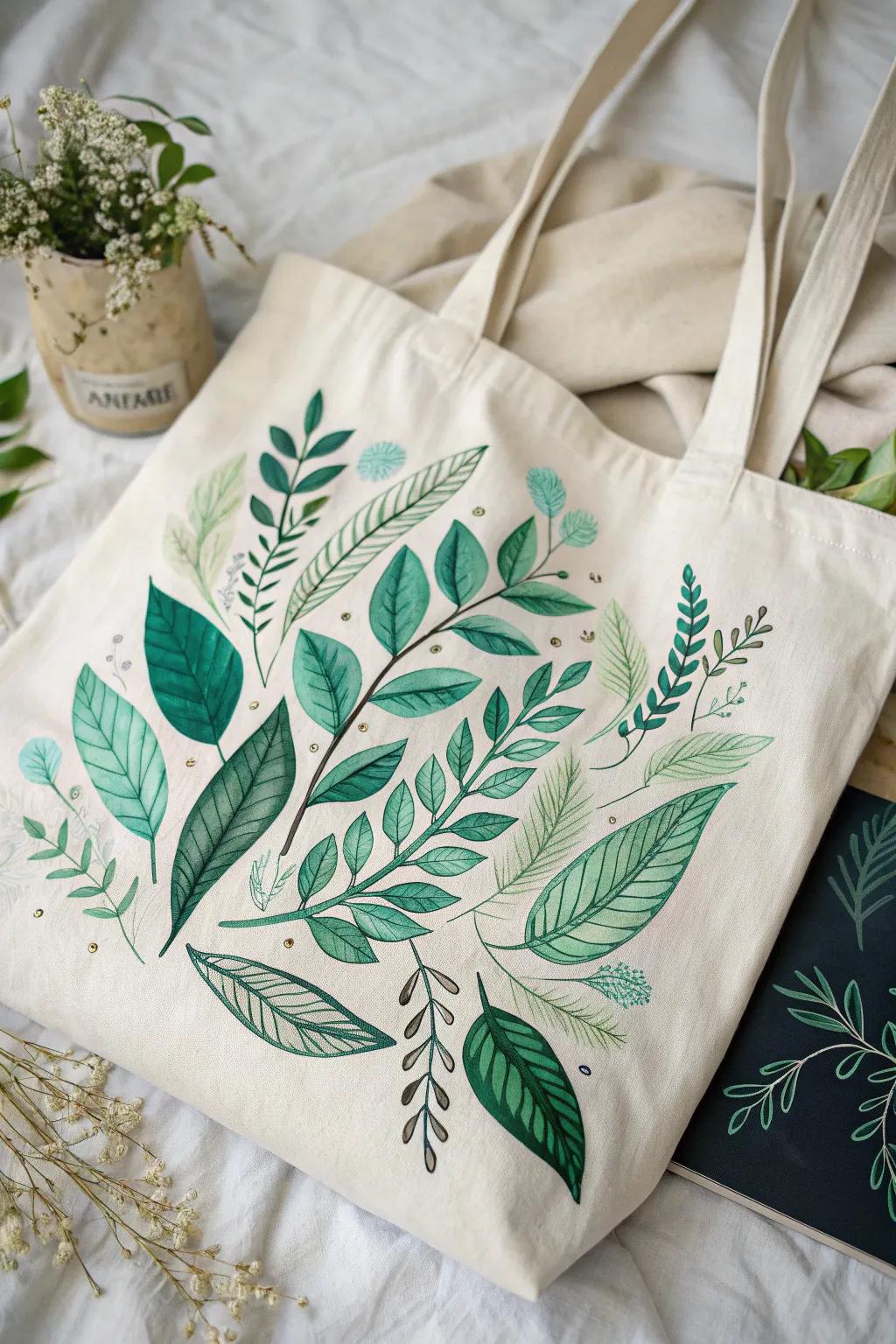 Carry a piece of nature with you - embrace the serenity of lush, painted greens.