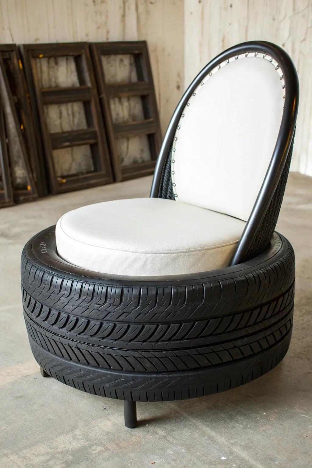 Elevate your space with a sleek, minimalist tire chair—where modern design meets craftsmanship.
