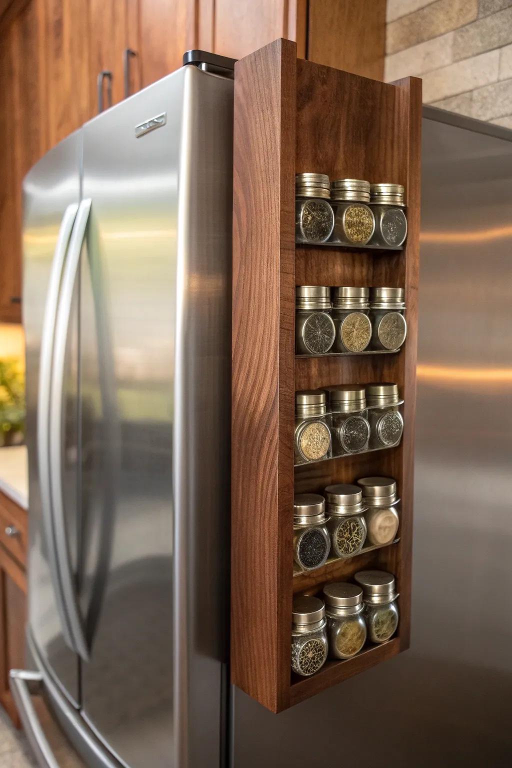 Elevate your kitchen aesthetics with a magnetic wooden spice rack—where functionality meets artistry.