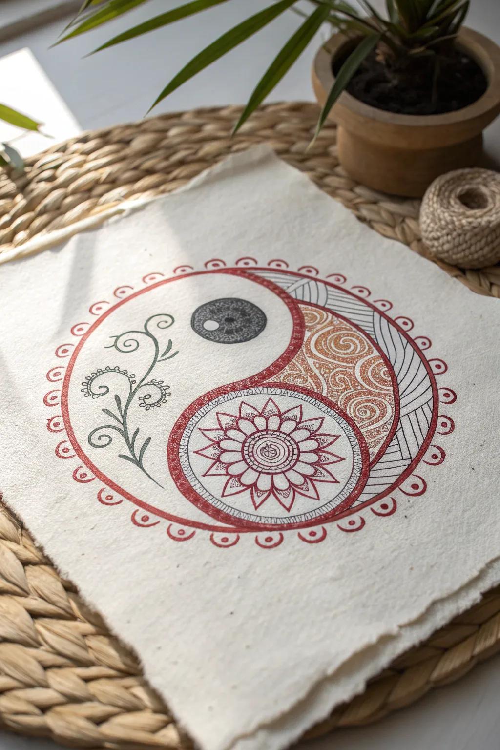 Celebrate global unity with this culturally infused yin yang masterpiece.