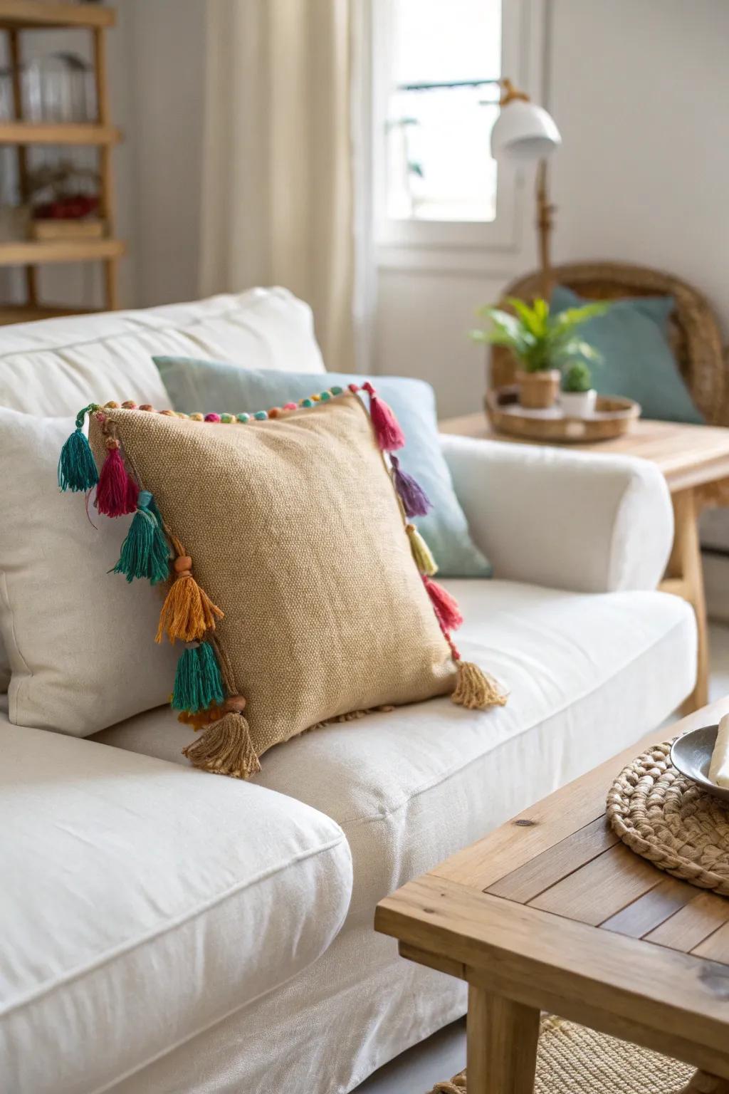 Elevate your space with charming burlap pillow covers, where simplicity meets playful elegance.