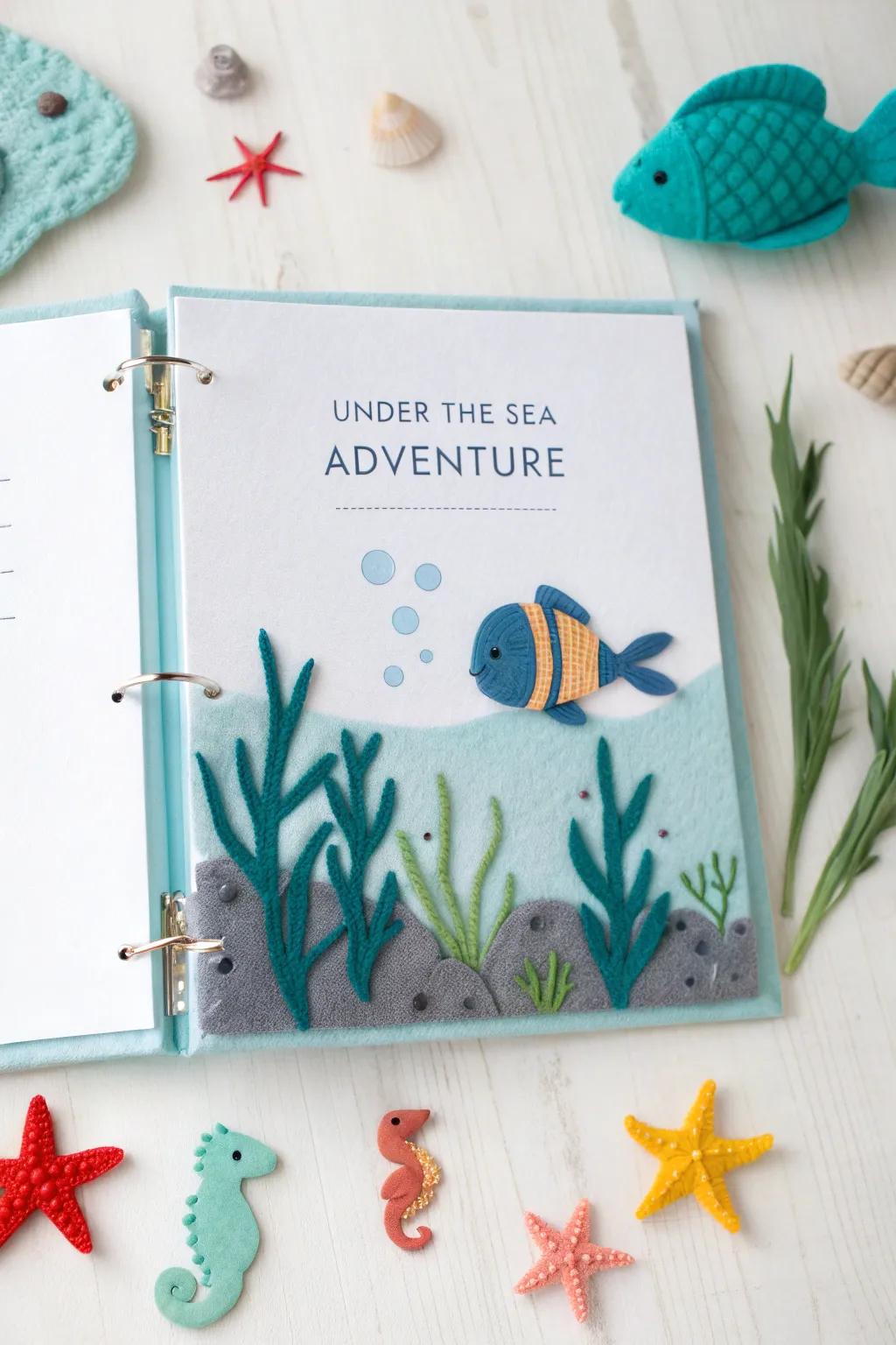 Dive into creativity with this enchanting Under the Sea Adventure busy book page, where imagination meets handcrafted beauty.