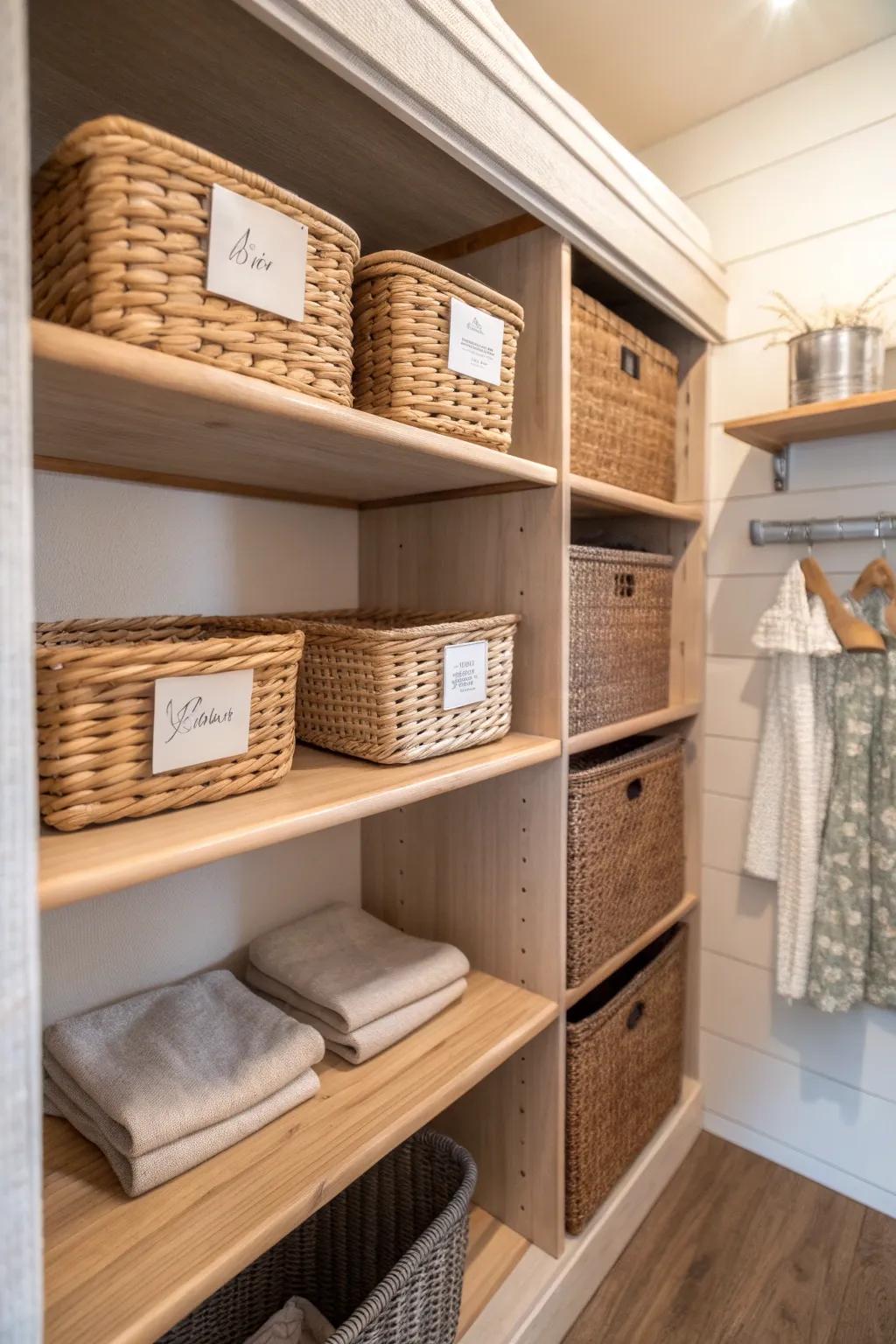 Transform your camper into an organized oasis with stylish labels – the key to effortless elegance and functionality.