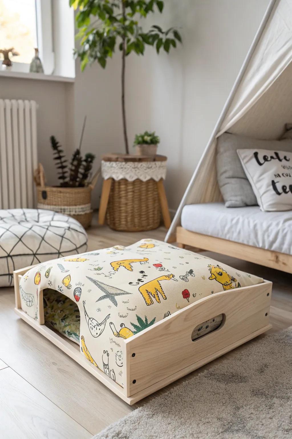 A playful retreat for your feline friend—where Scandinavian simplicity meets boho charm!
