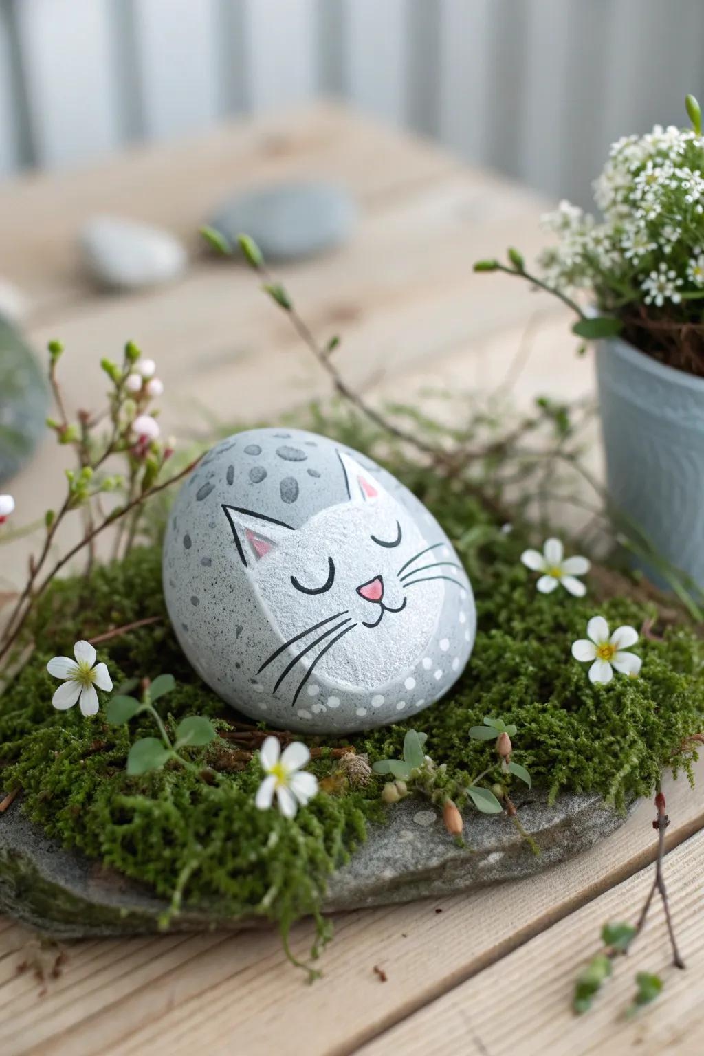 Turn simple stones into charming cat companions for your home and garden!