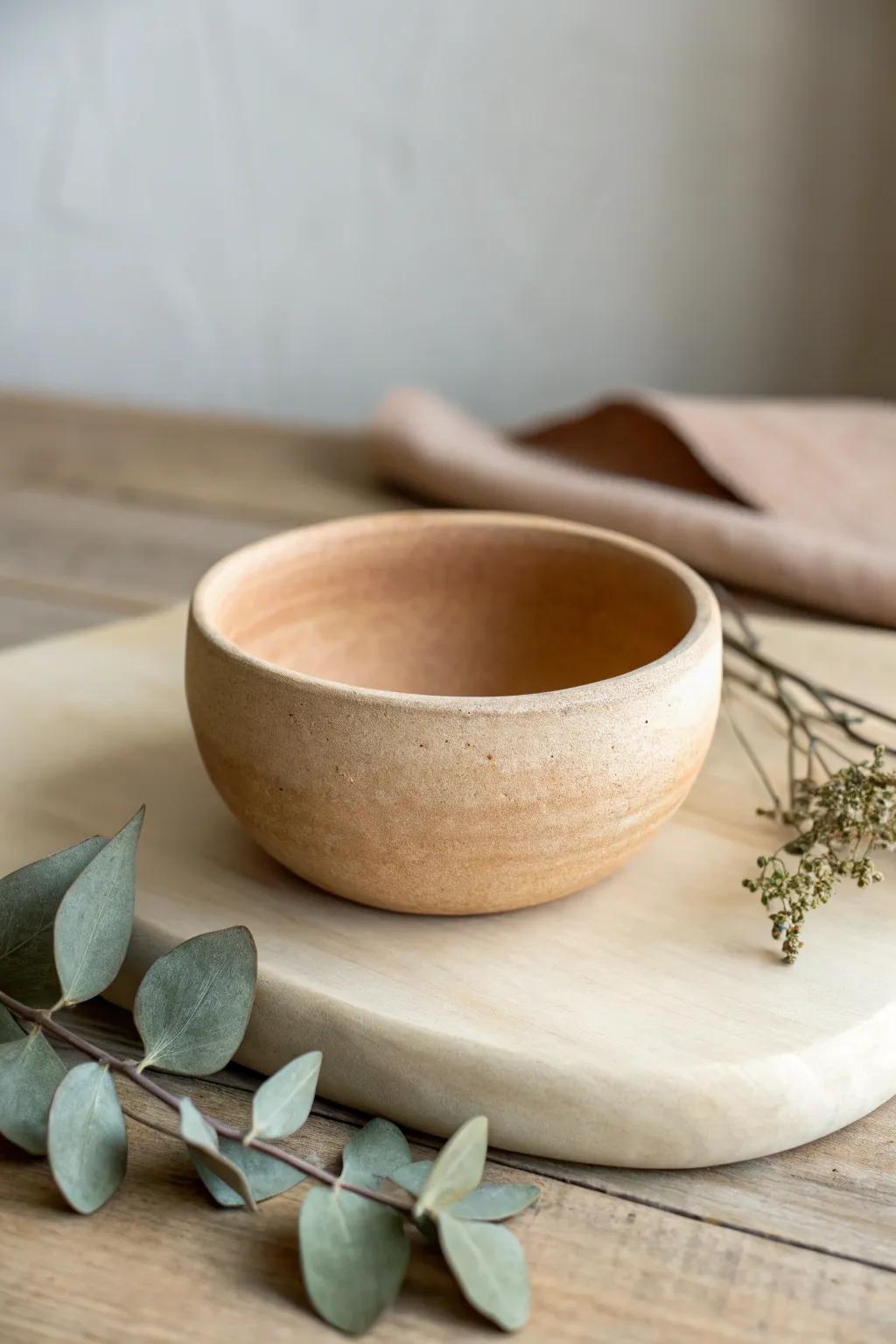 Embrace simplicity with a handcrafted pinch pot, perfect for your minimalistic haven.