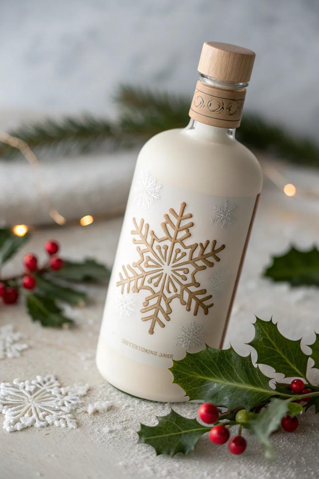 Elevate your holiday spirits with this chic Coquito label, where minimalist design meets festive charm.