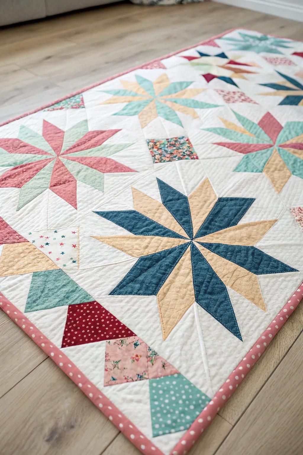 Embrace the art of quilting with a modern twist – discover the beauty of crumb block star patterns.
