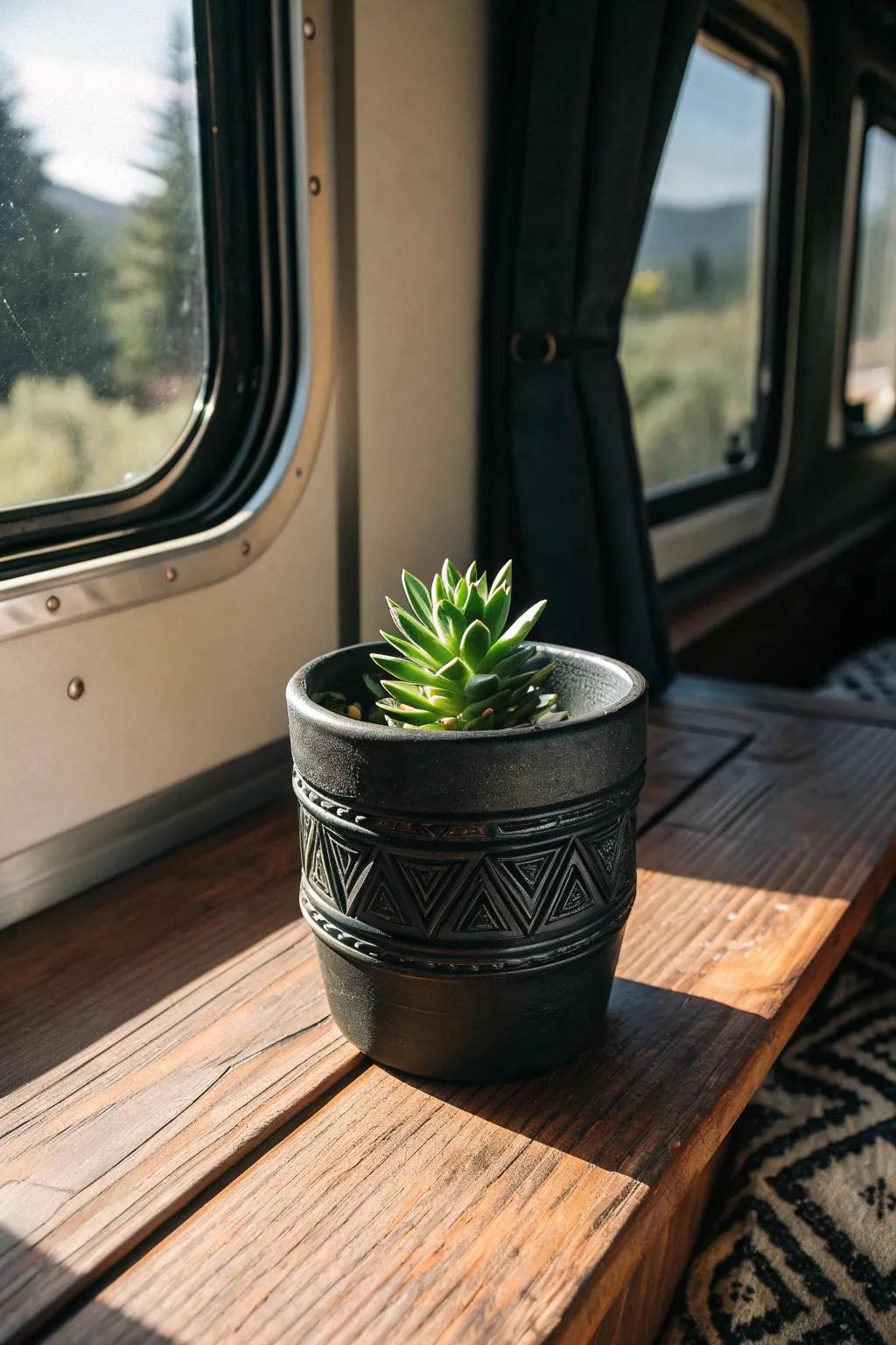 Infuse your camper with life and style through handcrafted potted greens.