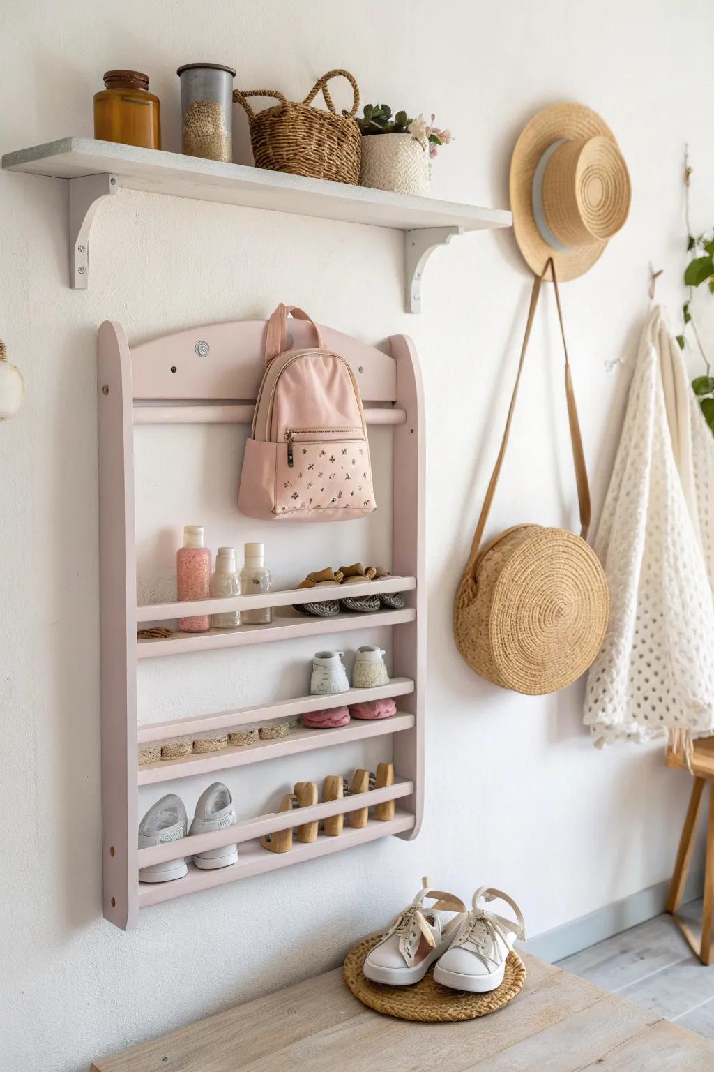 Transform your space with this chic upcycled spice rack - perfect for organizing doll accessories with style!