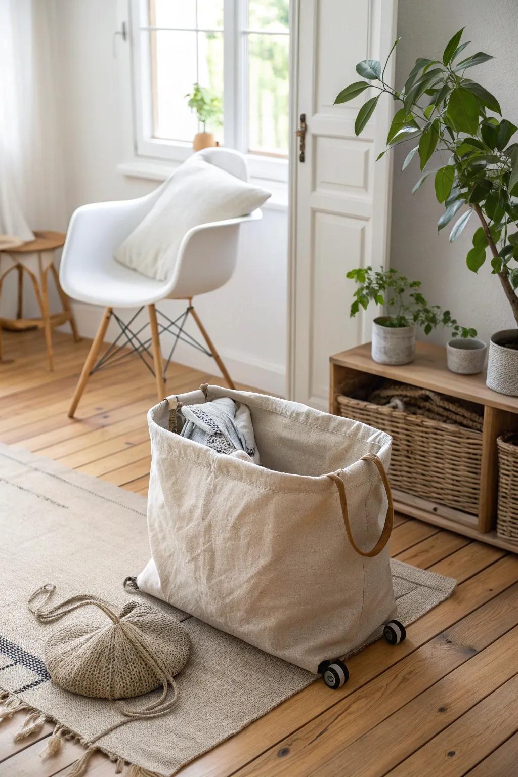 Effortless elegance meets functionality with this stunning storage solution on wheels. Perfect for your minimalist space!