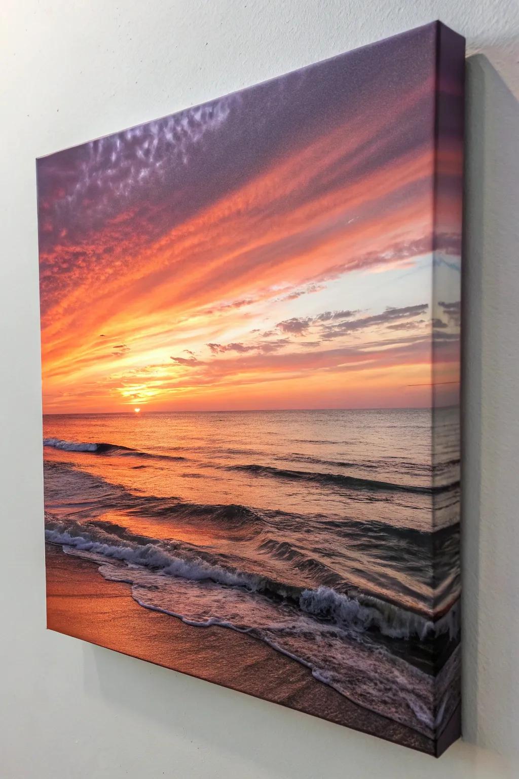Embrace the serene beauty of a sunset ocean painting, where simplicity meets elegance.