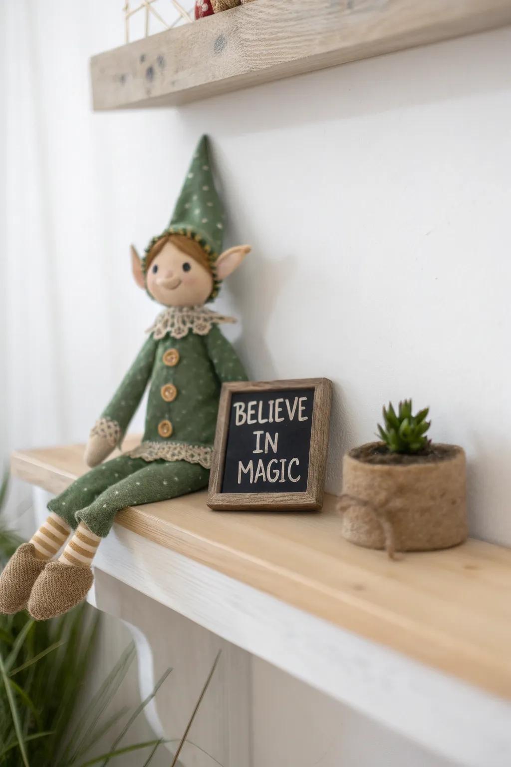 Add a touch of magic to your home with this charming DIY Elf on the Shelf idea.