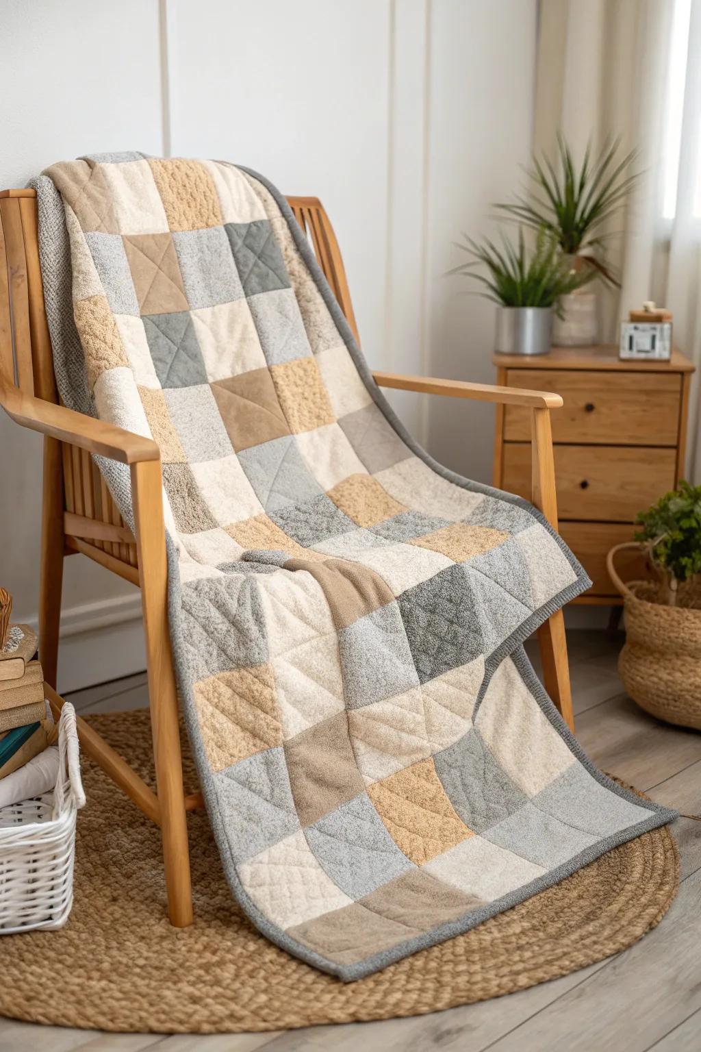 Elevate your cozy space with the timeless charm of a flannel checkerboard quilt.
